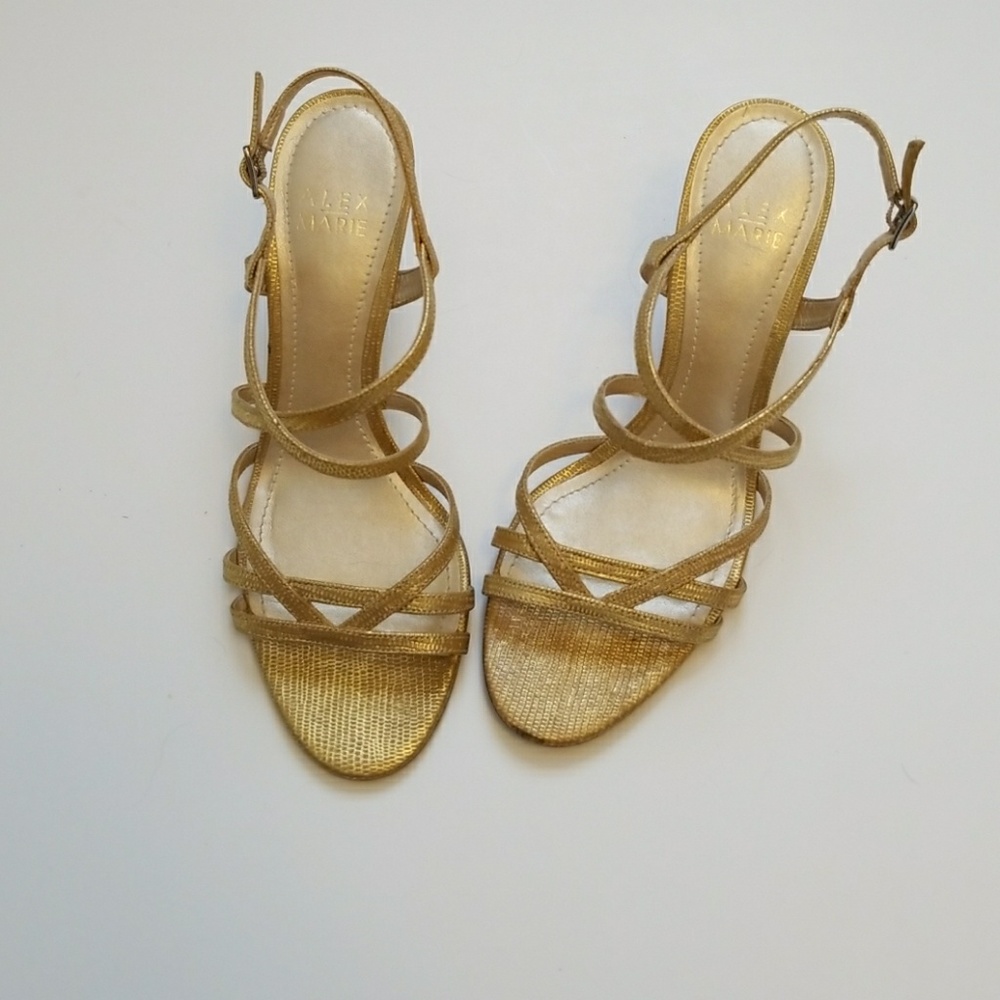 7.5 alex marie strappy heels textured party formal